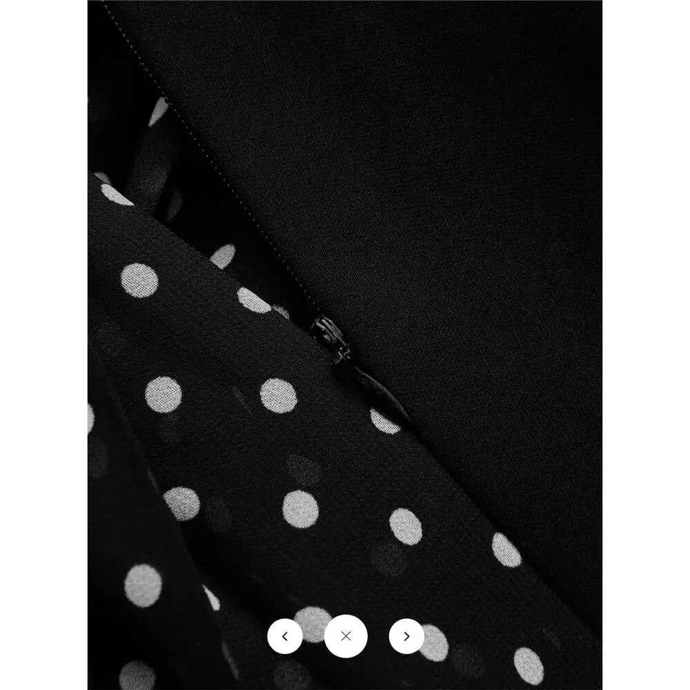 NWT Commense Tie Waist Blazer-Style Polka Dot Maxi Dress Sz L - Picture 4 of 5